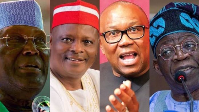 A collage of the four frontrunners in Nigeria's 2023 presidential election in Nigeria