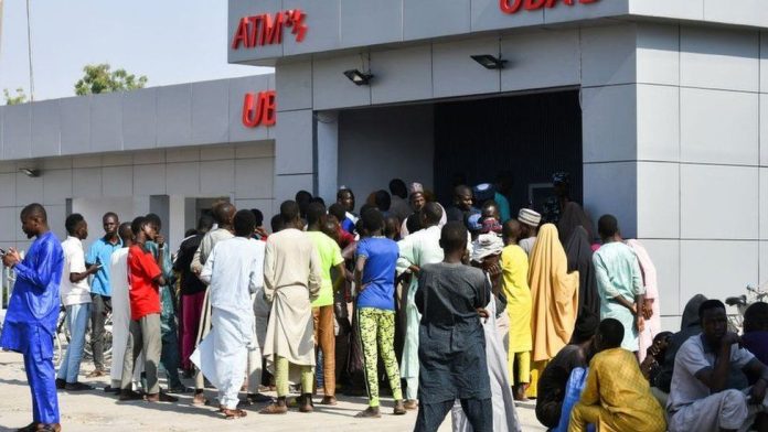Nigerians in front of ATM Machines as the Nation continues in her Currency Crises