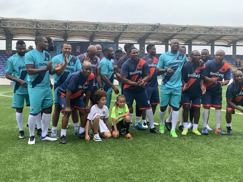 Super Eagles Legend Jay Jay Okocha with his ex-Super Eagles mates and friends on his 50th. Birthday