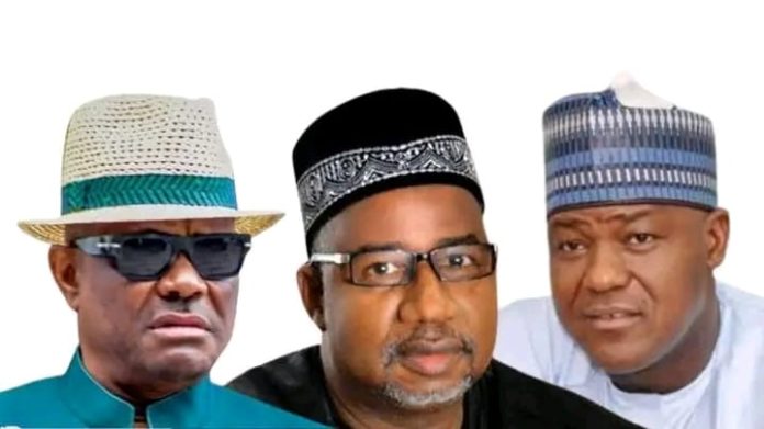 Starting from left, is a Collage picture of former River's Governor, Nyesom Wike, Governor Bala Mohammed of Bauchi State and former Speaker of the Federal House of Representative, Hon. Yakubu Dogara