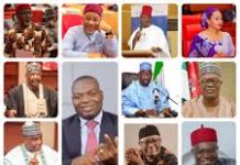 THE FIFTEEN SENATORS WHO STOOD FOR TRANSPARENCY BY VOTING FOR MANDATORY REAL-TIME ELECTION RESULTS TRANSMISSION A Cottage picture of the Nigerian 15 Senators and house members who voted for real-time mandatory electronic tranamission of elction results by INEC